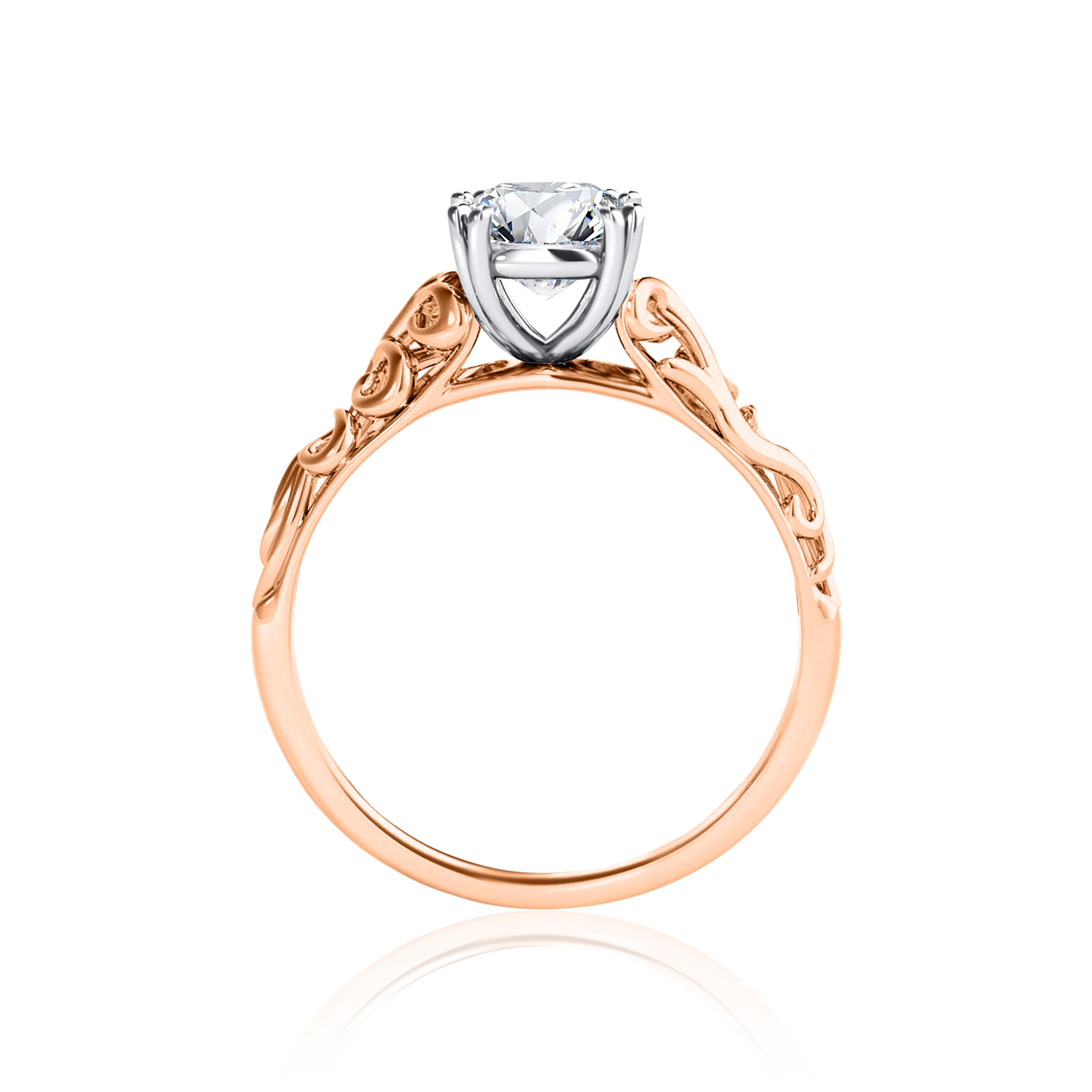 #Metal_14K Rose Gold#Prong_Standard#Shape_Asscher