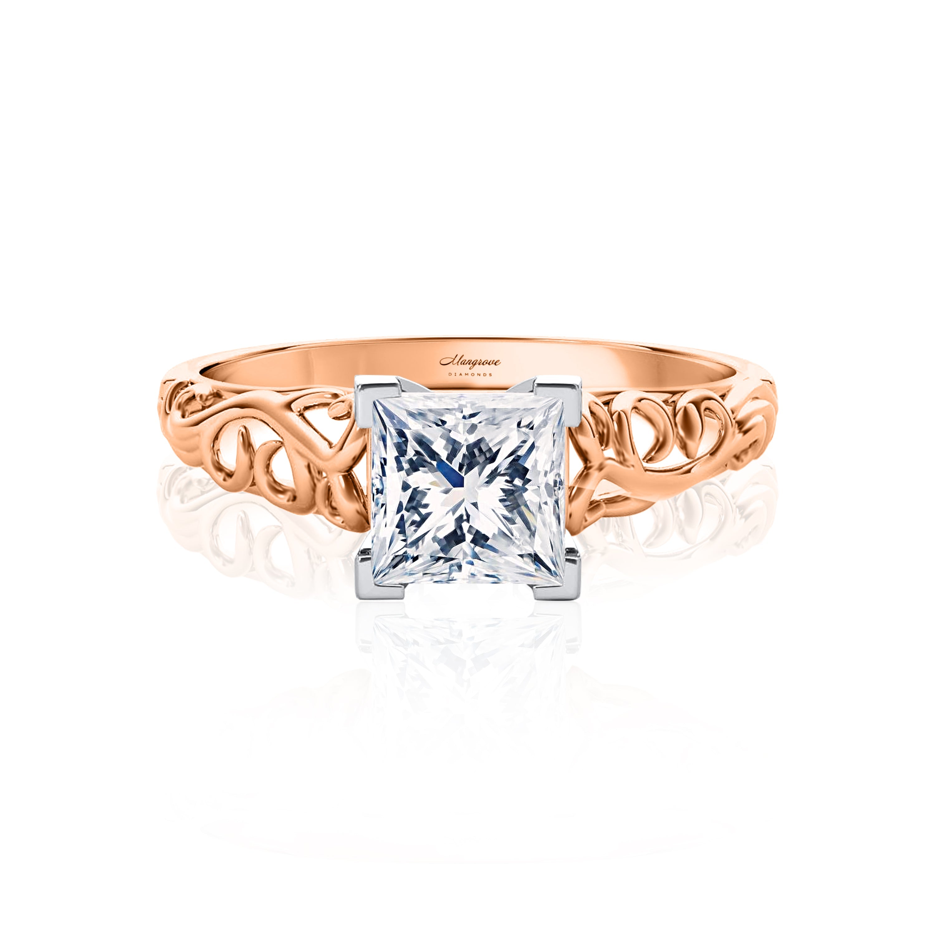 #Metal_14K Rose Gold#Prong_Standard#Shape_Princess