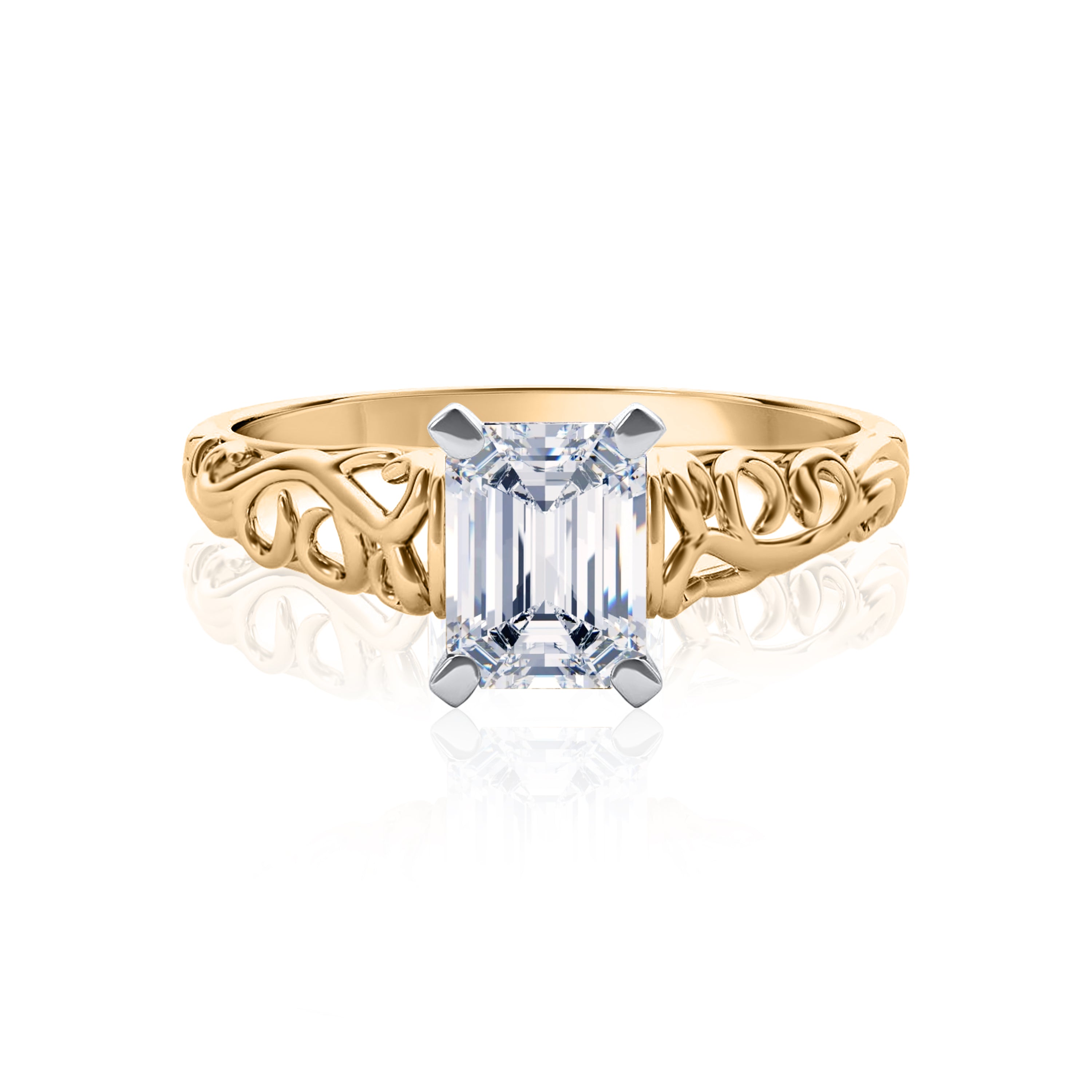 #Metal_14K Yellow Gold#Prong_Standard#Shape_Emerald#Metal_18K Yellow Gold