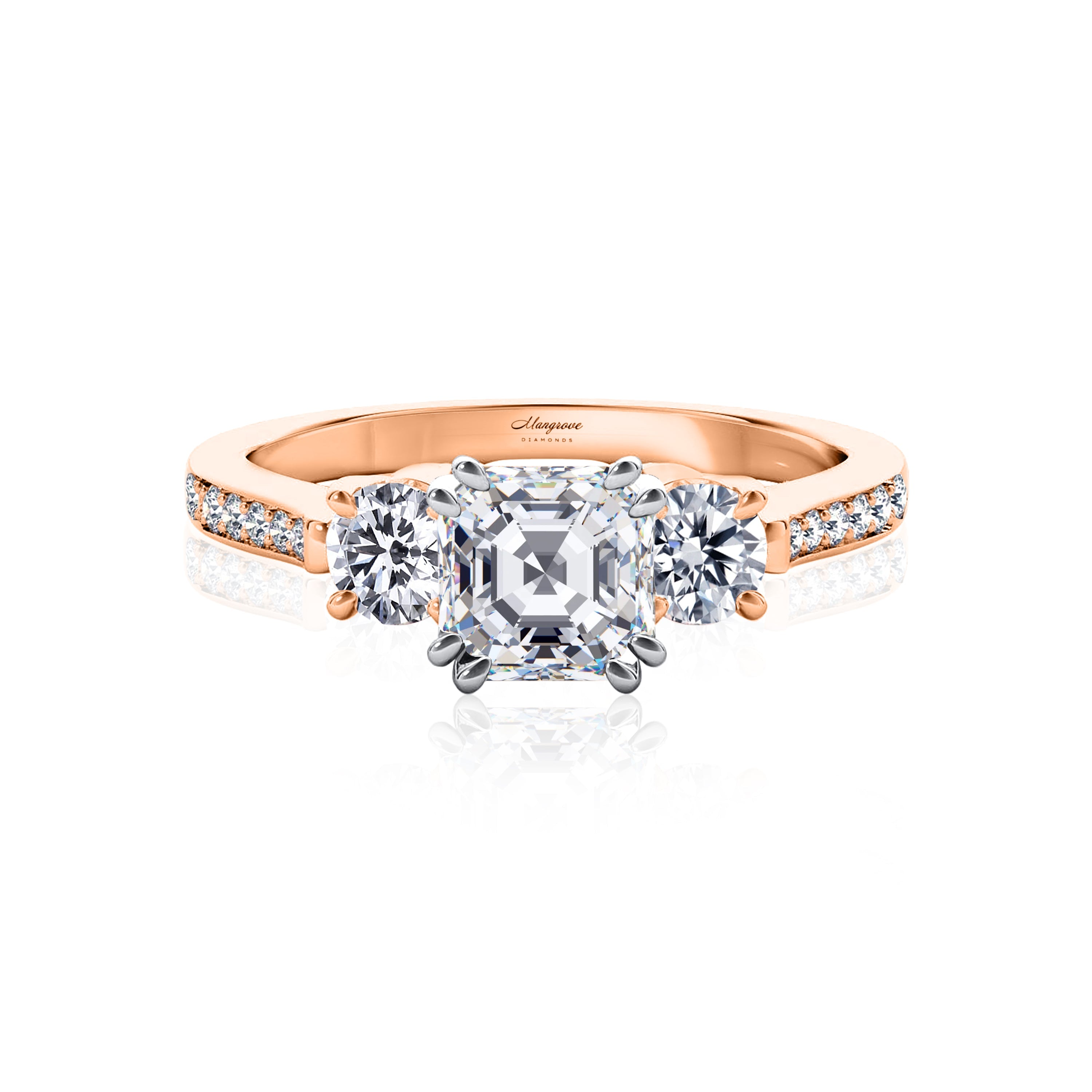 #Metal_14K Rose Gold#Prong_Standard#Shape_Asscher