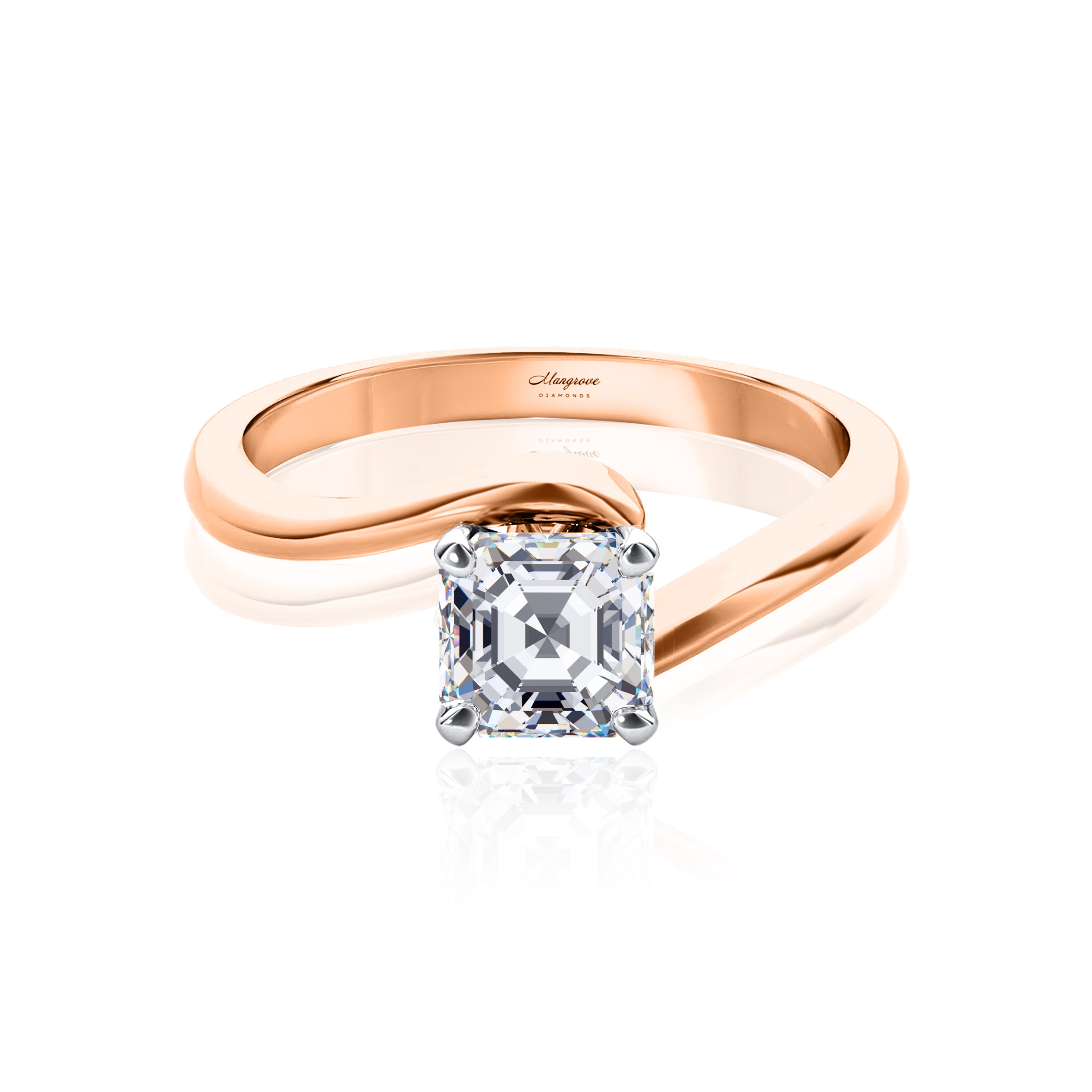 #Metal_14K Rose Gold#Prong_Standard#Shape_Asscher