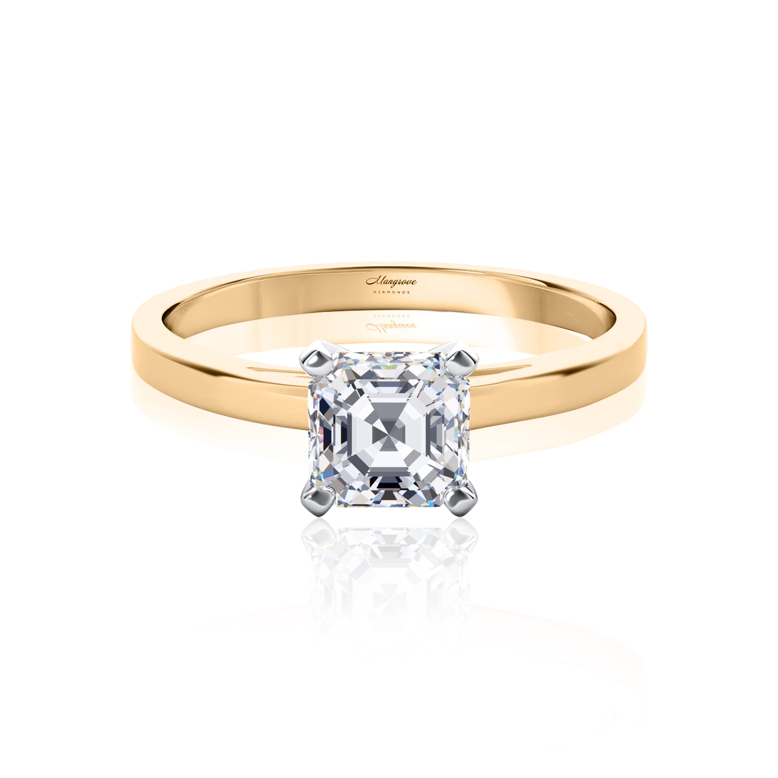 #Metal_14K Yellow Gold#Prong_Standard#Shape_Asscher#Metal_18K Yellow Gold