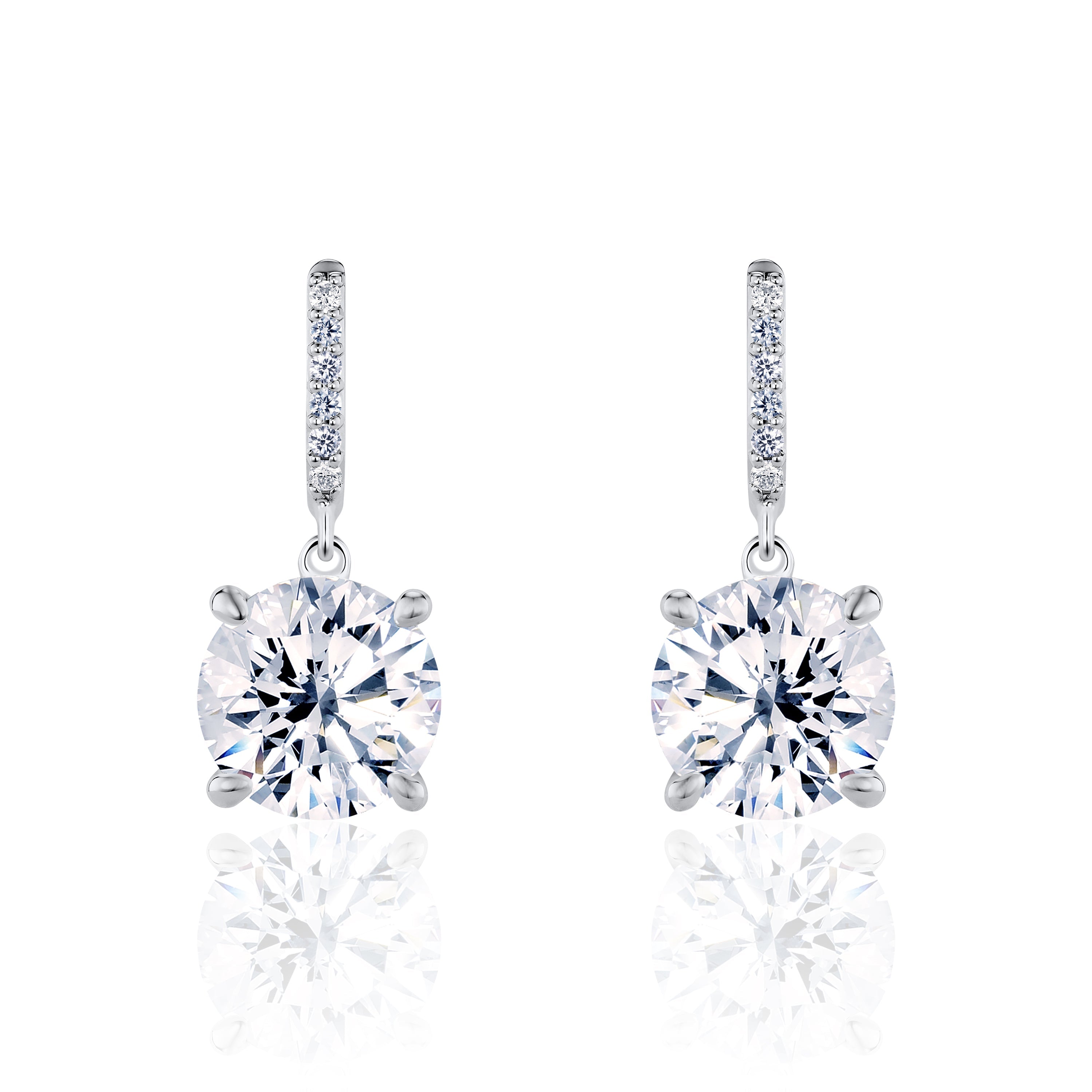 Lotus Blossom Solitaire Drop Earrings (4 ct. Round Brilliant Solitaire Drop Earrings)