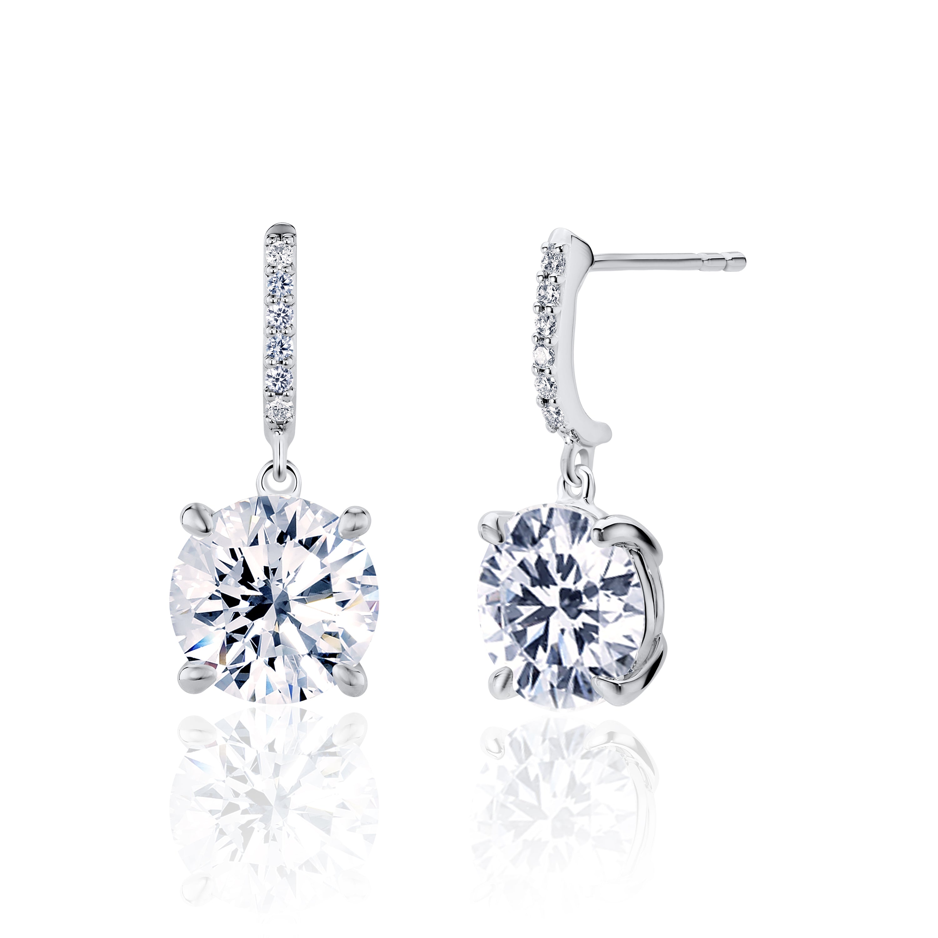 Lotus Blossom Solitaire Drop Earrings (4 ct. Round Brilliant Solitaire Drop Earrings)